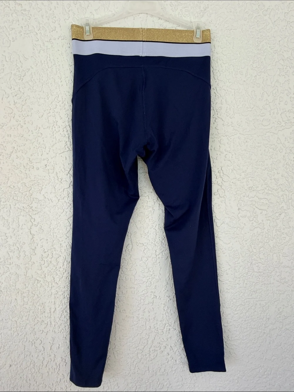PINK active Navy Leggings with White and Gold Waistband size M